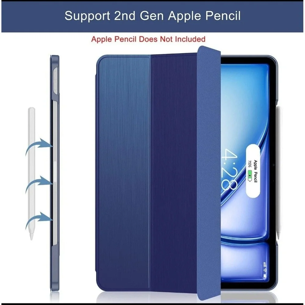 Soke Case iPad Air 13 2024/iPad Pro 12.9-Inch w/Pencil Holder Tri Fold Blue Cut